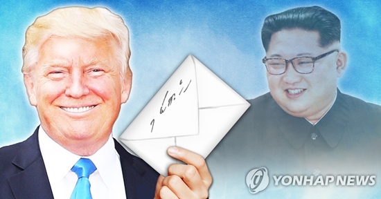 도널드 트럼프 미국 대통령이 김정은 북한 국무위원장으로부터 '아름다운 친서'를 받았다고 밝혔다. [사진=연합뉴스]