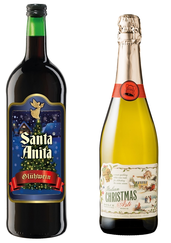산타 아니타 글루바인(1L), 크리스마스 아스티(750ml)  등 크리스마스 와인 2종 [사진=이마트24 제공]