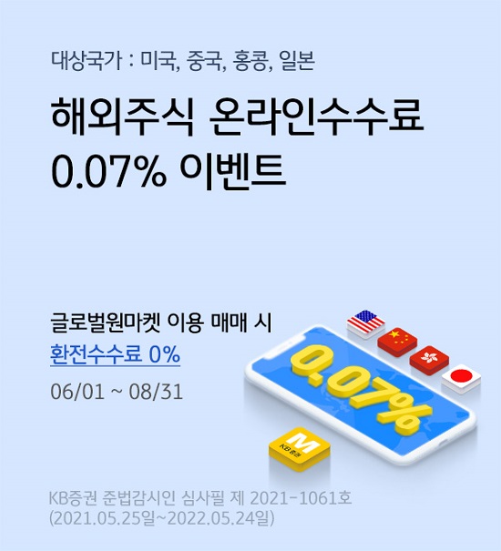 KB증권 해외주식 온라인수수료 0.07% 이벤트 [사진=KB증권 제공]