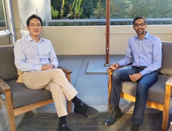이재용 부회장과 순다르 피차이 구글 CEO가 미팅을 가졌다. [사진=삼성전자 제공]