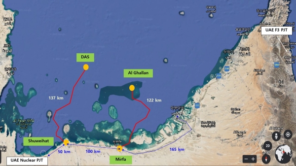 UAE HVDC 해저송전망 위치도. [사진=삼성물산 제공]