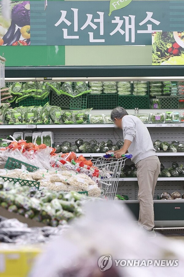  10월 신선식품지수가 1년 전보다 12.1% 올랐다는 소비자물가 동향 발표가 나온 2일 서울의 한 대형마트에서 장을 보는 시민. [사진=연합뉴스]