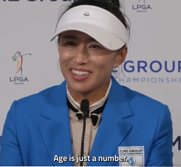 올시즌 LPGA 최고령 우승자인 양희영이 공식 기자회견에서 "나이는 숫자에 불과하다'고 밝히고 있다. [사진=LPGA 공식X 캡처]